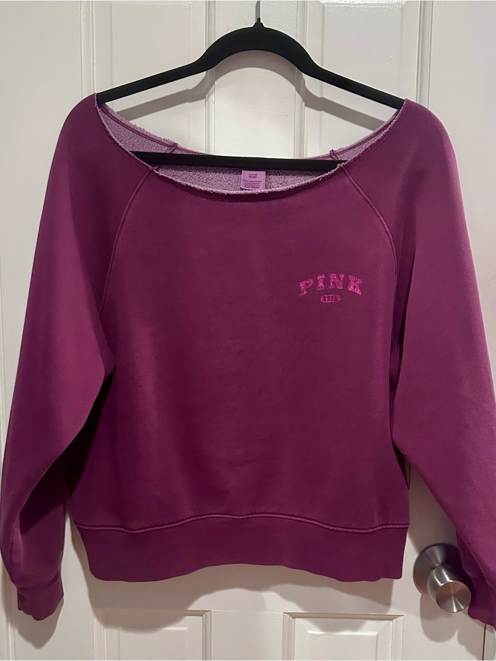 PINK by Victoria's Secret Off Shoulder Sweatshirt-Wild Rose
